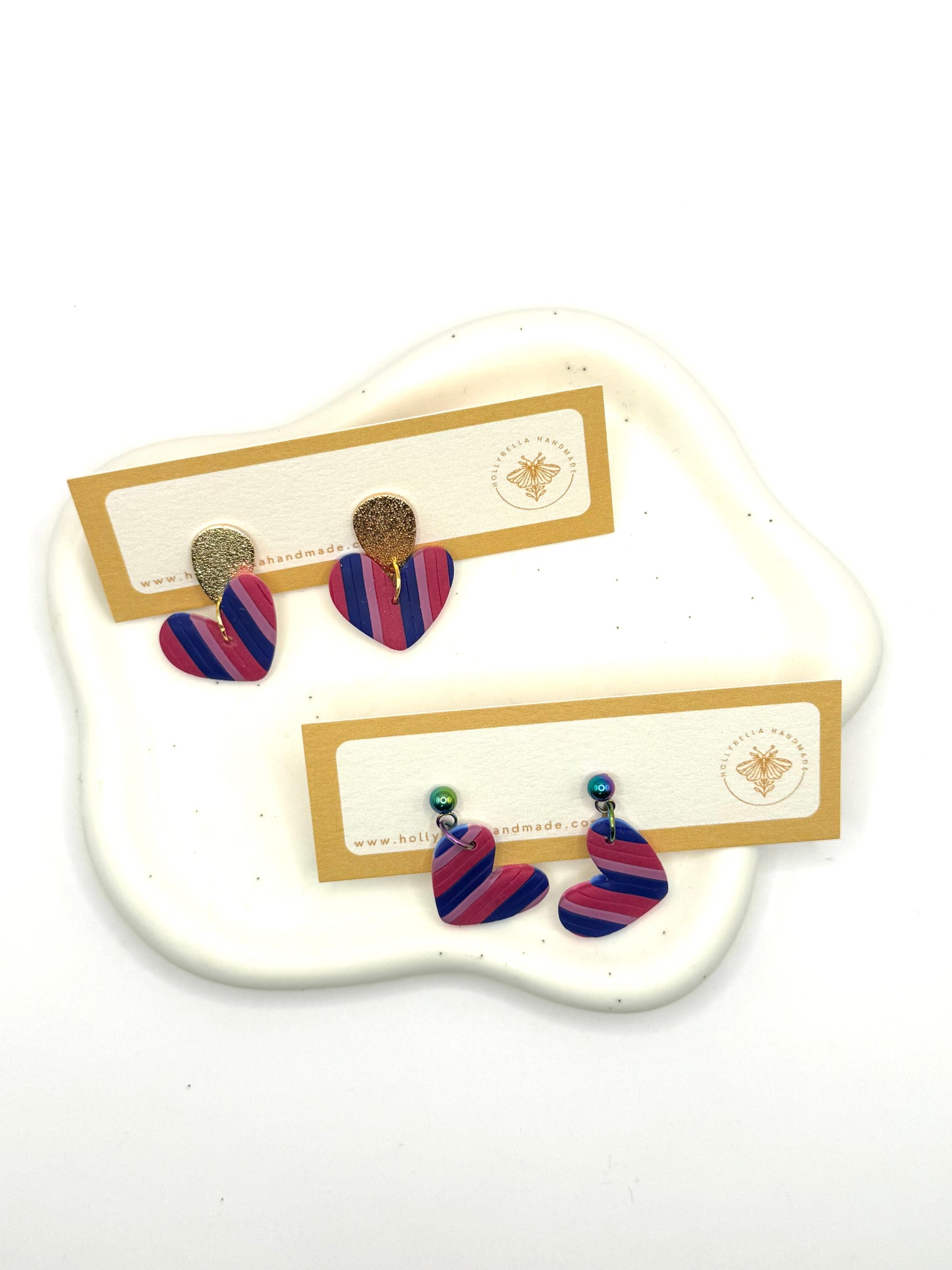 Bi Pride Mini Heart Dangles