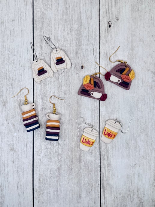 Gilmore Girls-Inspired Earrings | Cozy Coffee & Book Designs