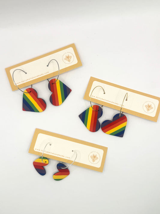 Pride Rainbow Heart Hoops