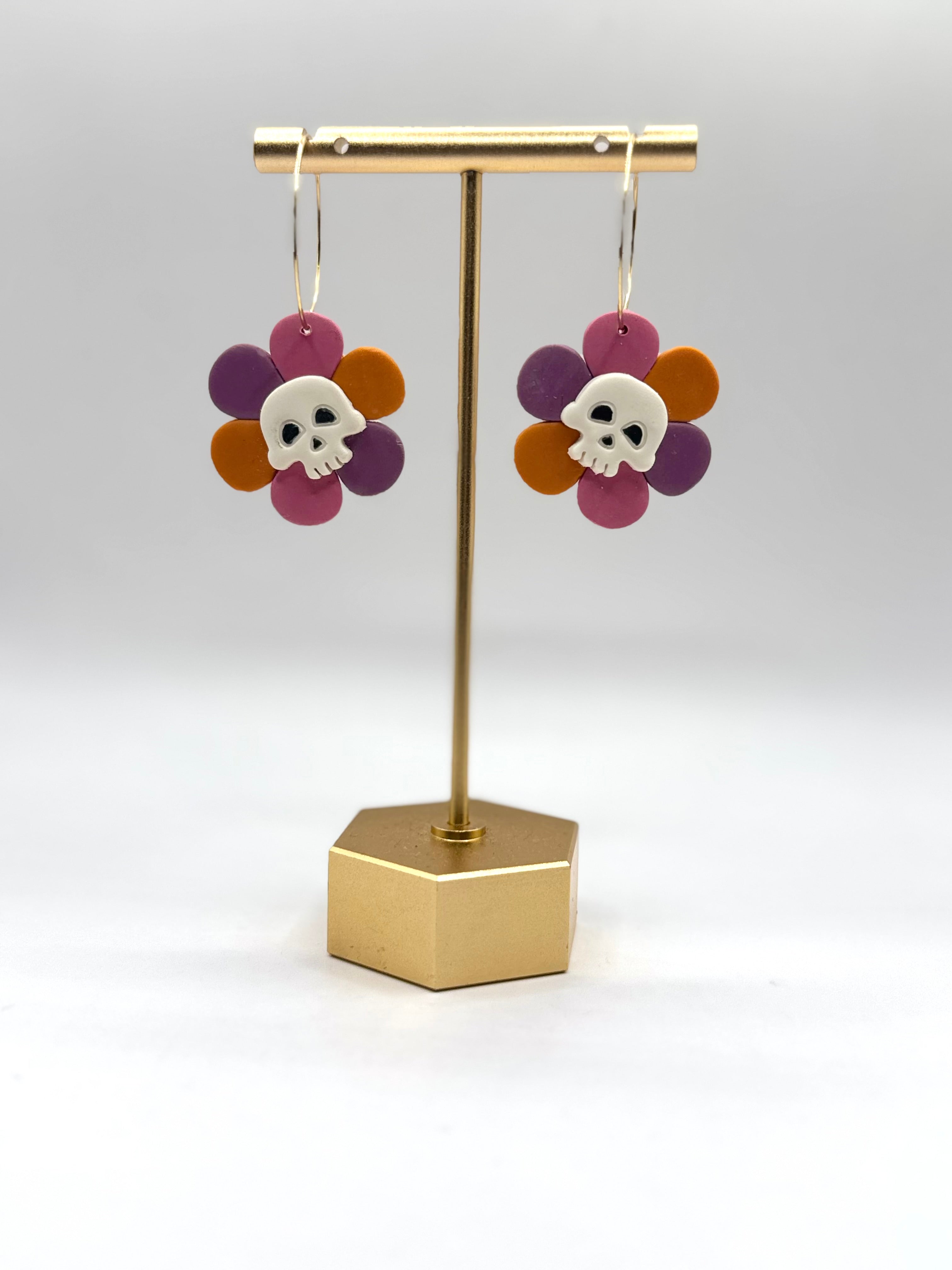 Skull Flower Hoops