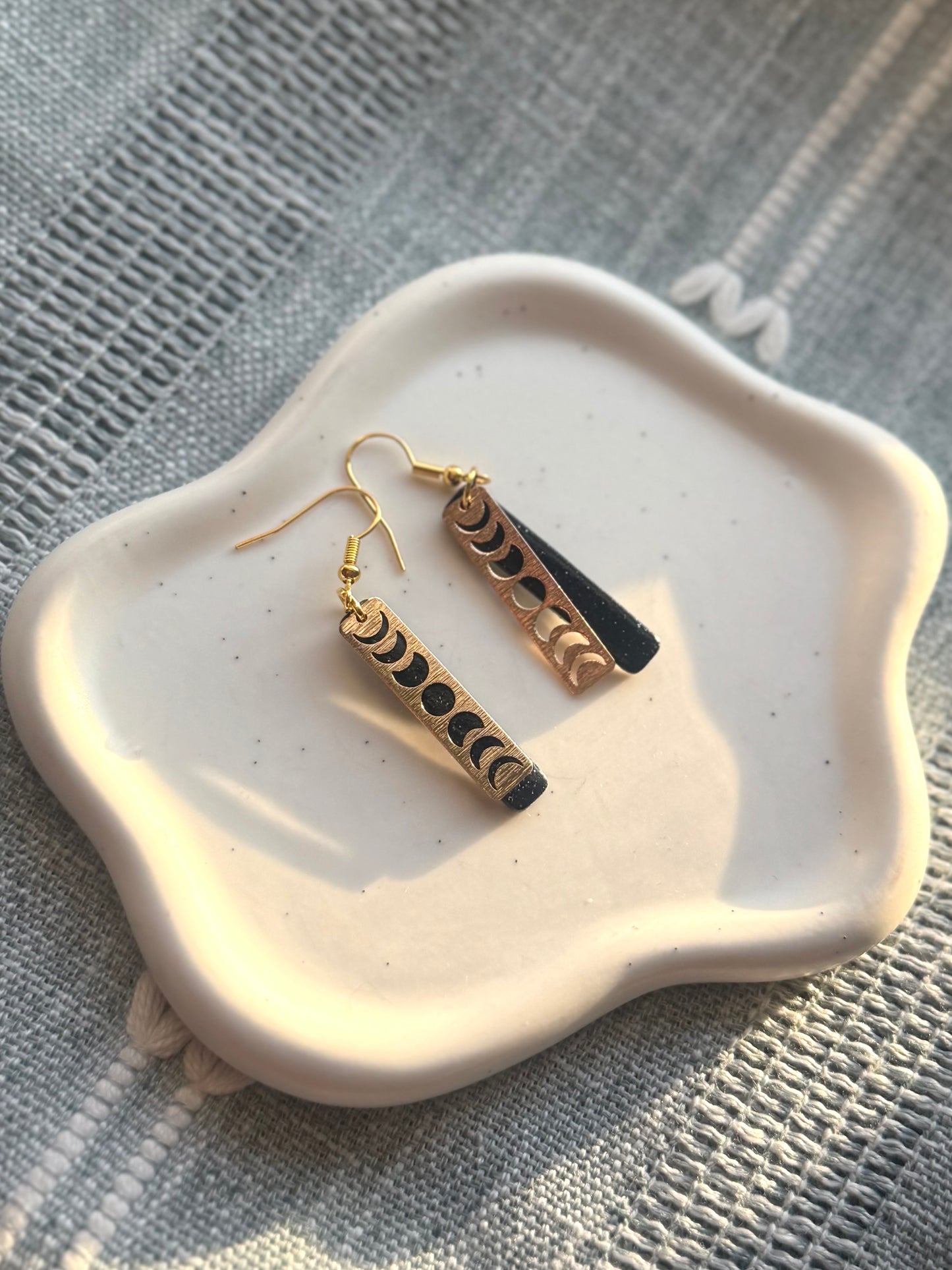 Mini Brass Moon Phase Dangles