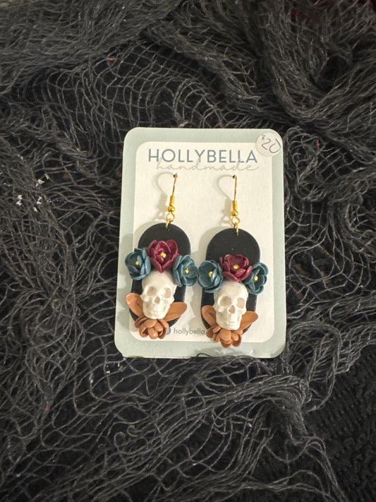 Floral Skull Scene Dangles