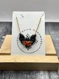 Floral Bat Necklace (Orange)