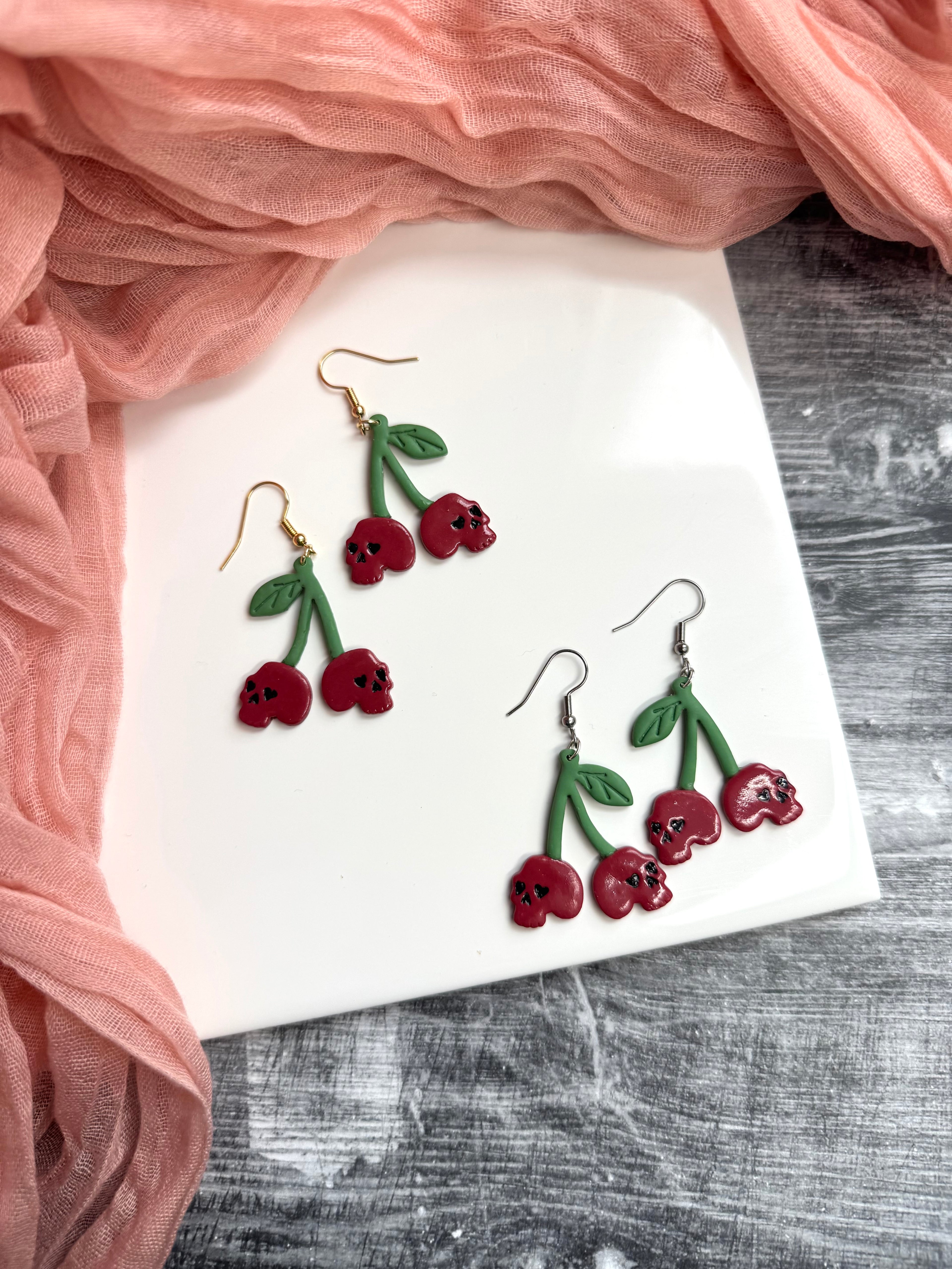 Cherry Skull Dangles