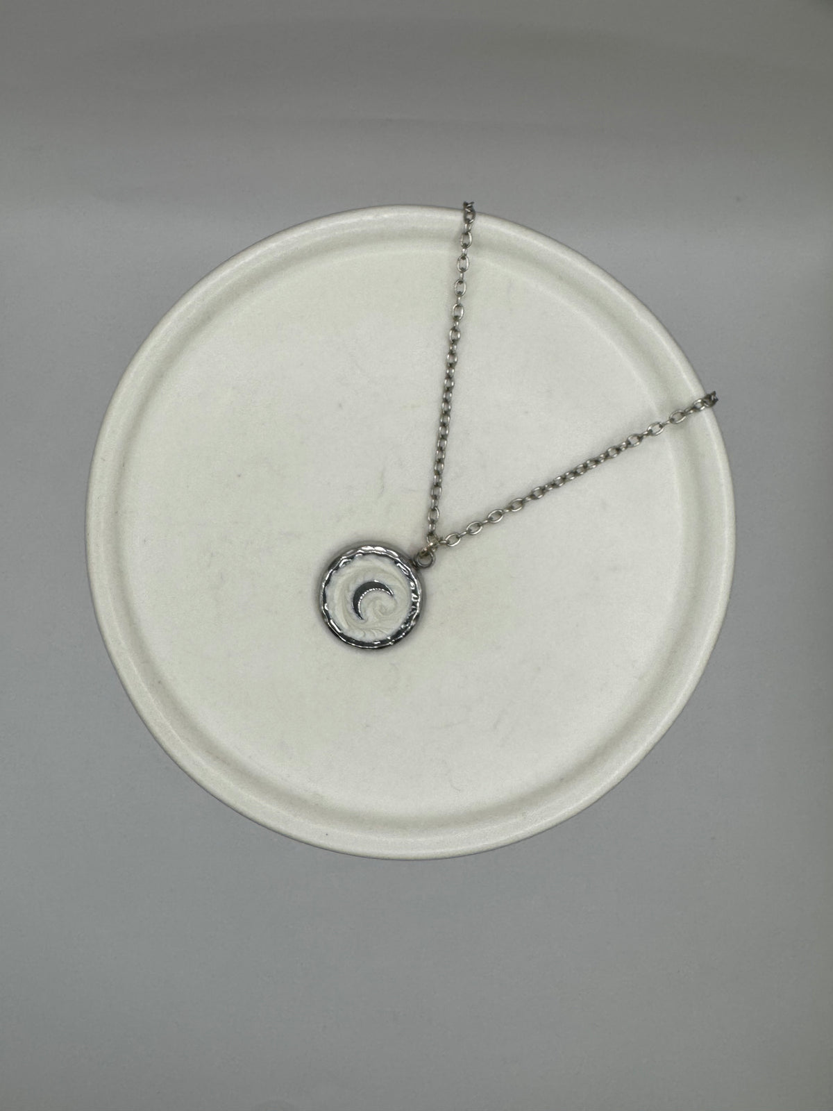 Silver Moon Charm Necklace