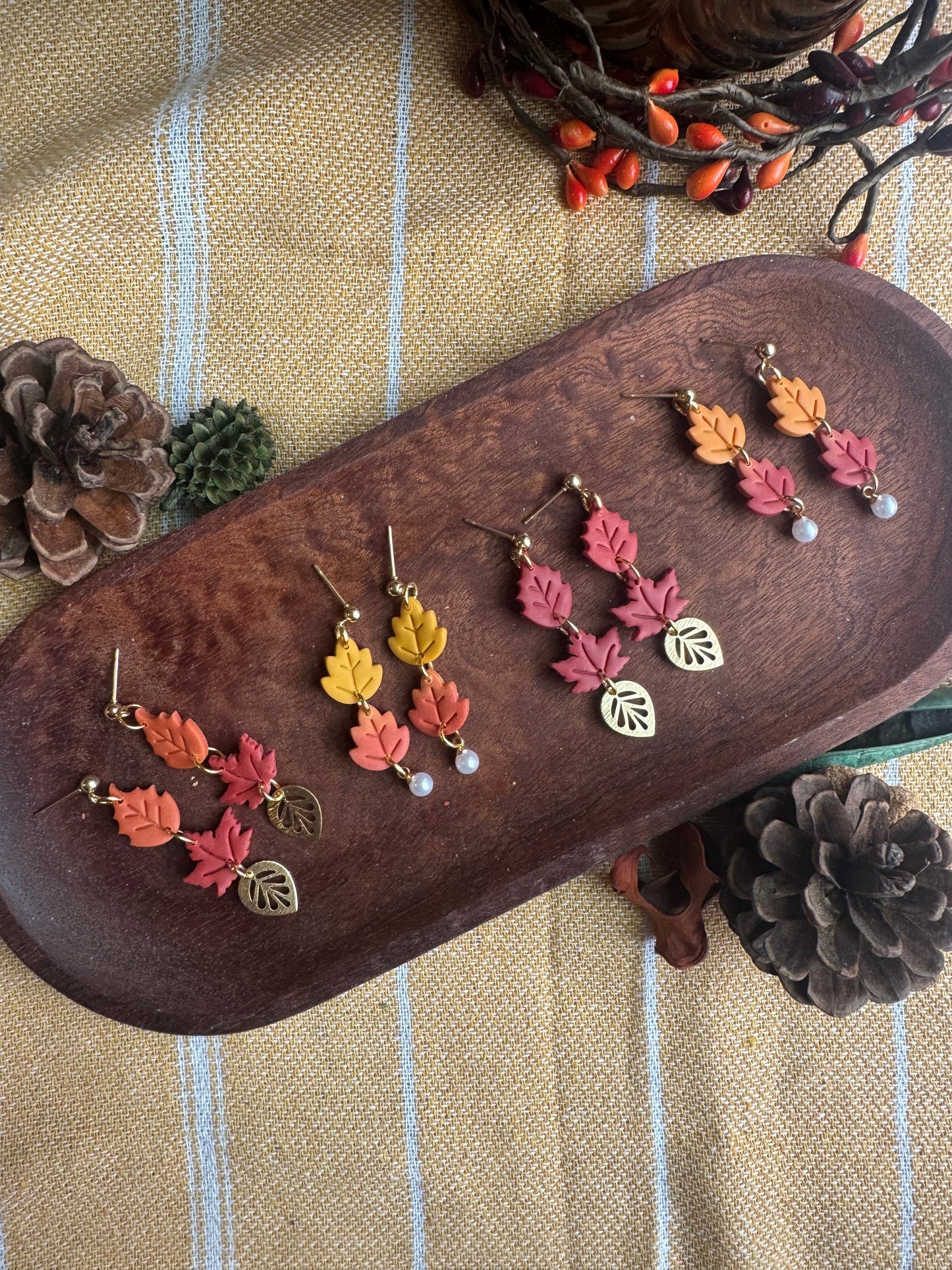 Double Leaf + Pearl Dangle