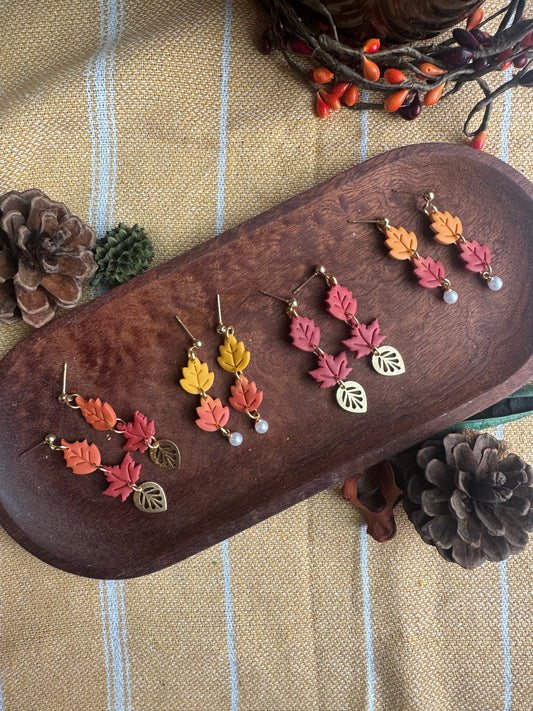 Double Leaf + Pearl Dangle