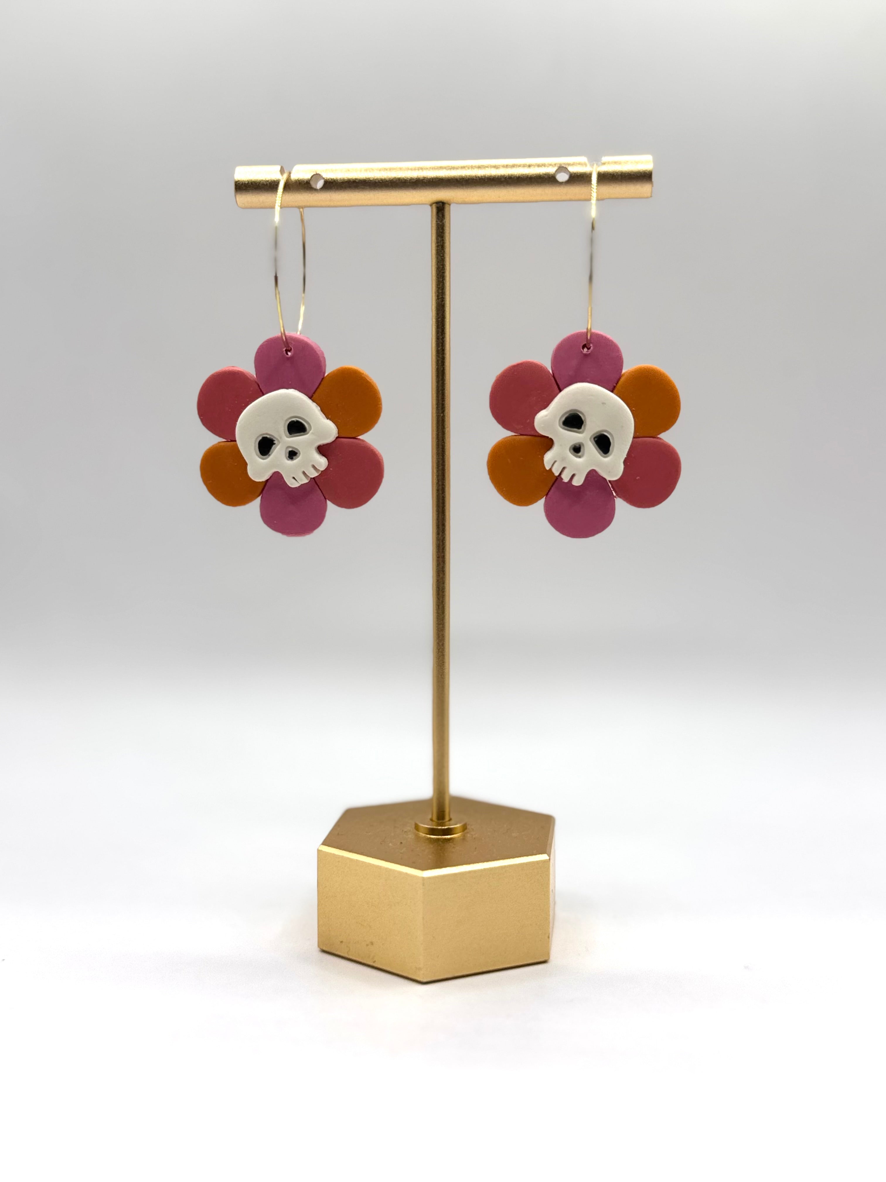 Skull Flower Hoops
