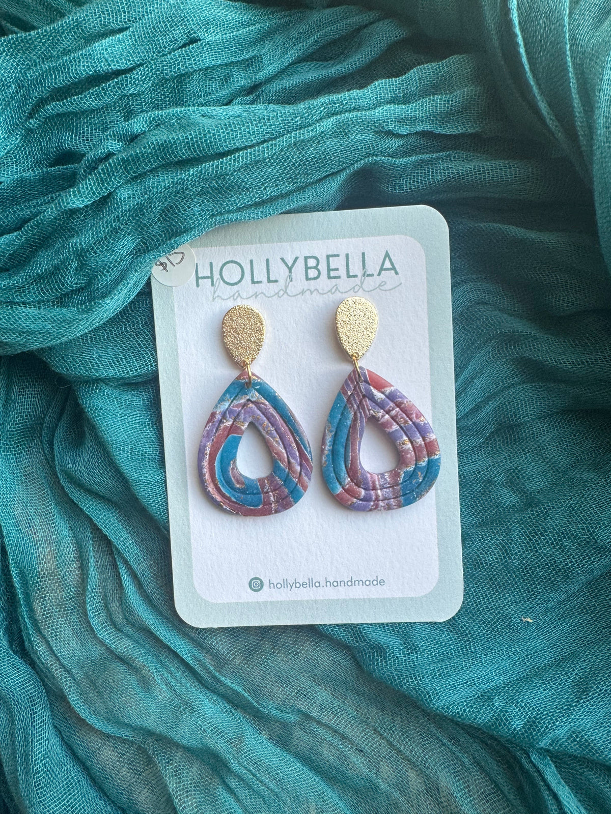 Purple/Teal Gold Teardop Dangles